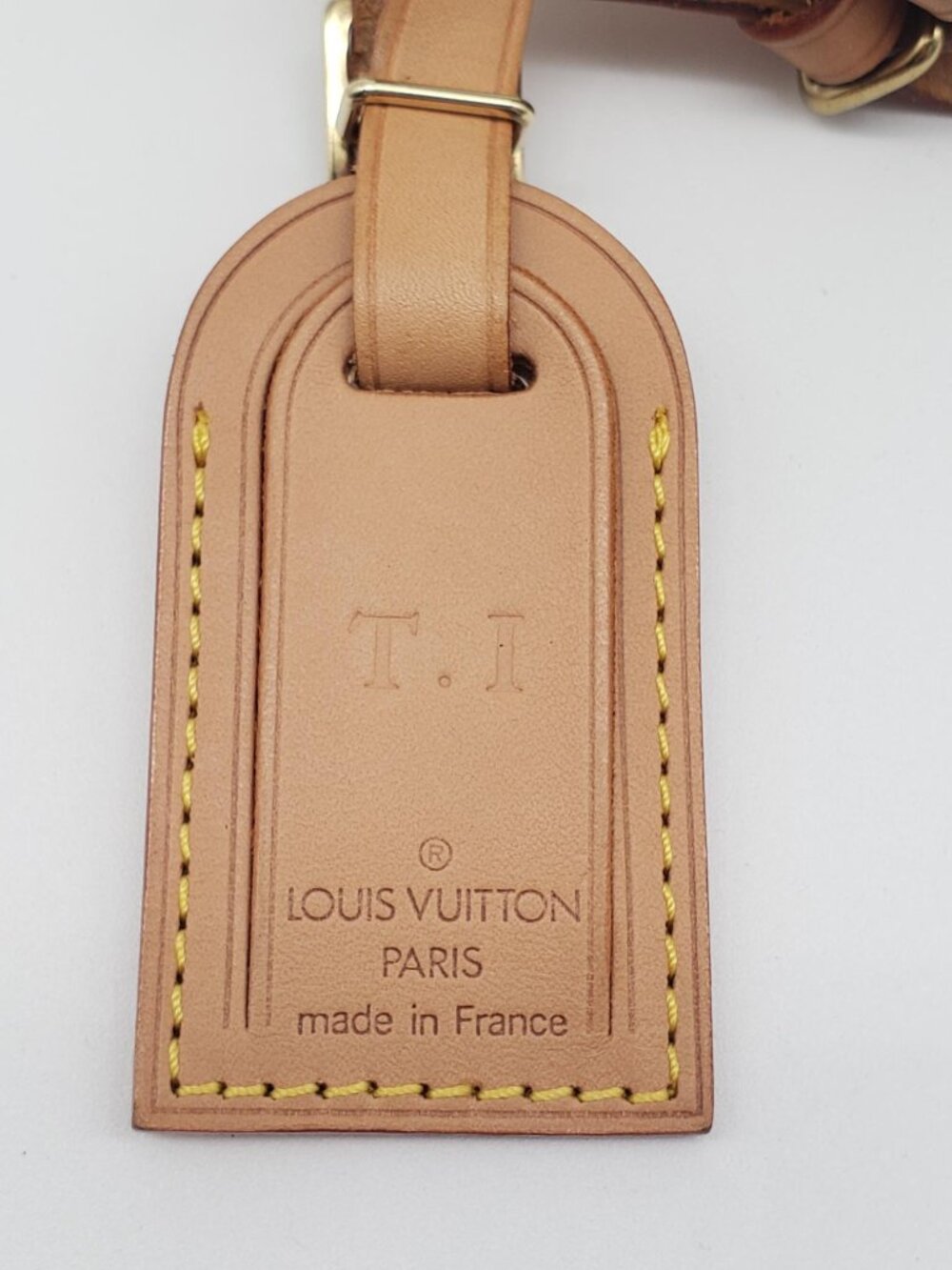 Authentic Louis Vuitton Luggage Tag – Vachetta Leather – “T.I” Initials - Picture 3 of 6